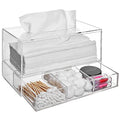 MyGift Modern Clear Acrylic Facial Tissue Dispenser Holder with Pull-Out Drawer for Makeup Cosmetics and Accessories, Vanity Countertop Bathroom Supplies Caddy - color: Clear