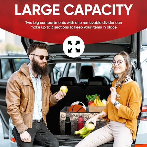 FORTEM Car Trunk Organizer - Collapsible Multi Compartment SUV Trunk Organizer, Non Slip Bottom, Adjustable Securing Straps, Soft Cover 50L (Desert, Standard) - color: Desert Camo, size: Medium (50L)