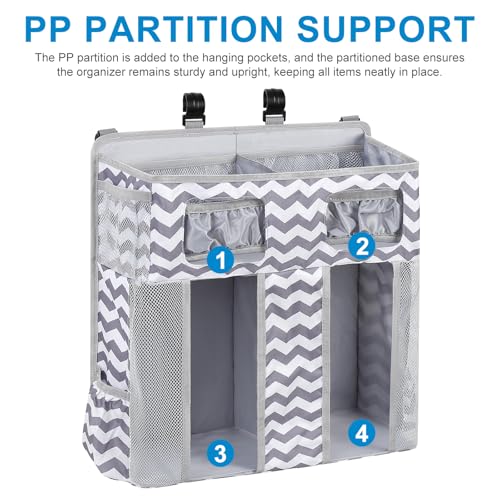 Accmor Changing Table Diaper Organizer, Hanging Diaper Caddy Organizer Stacker for Cribs Changing Table Playard Wall Baby Essentials Storage, Stripe - style: Double Enlarged-Stripe