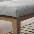 Zihanhome Entryway Bench, Chenille Upholstered Shoe Benches for Bedroom, Ottoman Benches with Solid Wood Shelf, Storage Bench for Hallway, Living Room(Grey) - color: Grey