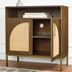 Best Choice Products Rattan Sideboard Buffet Cabinet, Entryway Table, Accent Storage Cabinet, Console Table for Hallway, Living Room, Dining Room - Brown - color: Arched Rattan, Brown