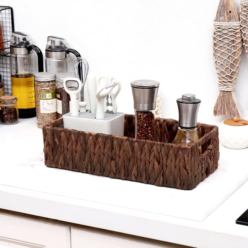 Handwoven Wicker Storage Basket-Hyacinth Material,Toilet Paper Holders with Handles,Storage Baskets for Organizing Living Room,Bedroom,Closet