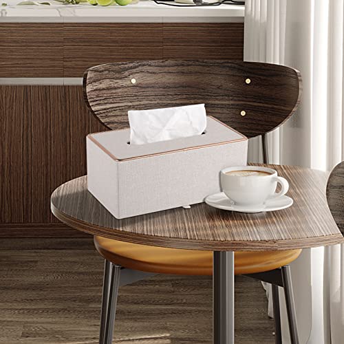 Tissue Box Cover Rectangle Tissue Box Holder PU Leather Facial Organizer with Magnetic Bottom,Decorative Napkin Caddy for Vanity Dresser Night Stand Table Countertop Home Office Car,Beige - color: Beige