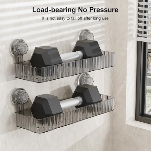 Shower Caddy Suction Cup Bathroom Shower Organizer for Bathroom Storage Home Decor & Kitchen No Drilling Large Capacity Removable and Reusable Shower Shelves for Inside. (black, square) - color: Black, size: Square