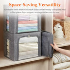 Lifewit Clothes Storage Bins with Metal Frame, Stackable Storage Box, Foldable Clothing Storage Bins with Lids, 40L Storage Bags Fabric Box Organizer with Clear Window＆ Zippers＆ Sturdy Handles 6 Pack - size: 40L