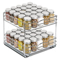 2 Tier Pull-Out Cabinet Spice Rack Organizer - Slim Slide-Out Storage for Spices, Bottles & Jars, Premium Heavy-Duty Steel, Easy Install for Narrow Kitchen Cabinets -10-1/2"Wx10-3/8"Dx8-7/8" H, Chrome - size: 10 Inch-Double