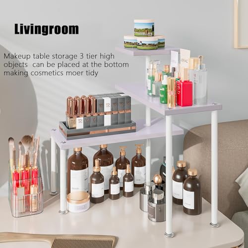 Countertop Organizer Organization 3 Tier Kitchen Corner Shelves Adjustable Spice Storage Rack for Bathroom Coffee Area Over Sink (Light Purple) - color: Light Purple