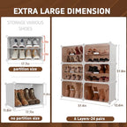 MAGINELS 6-Tier Shoe Rack,Expandable Plastic Shoe Cabinet. Shoe Storage with Door,Entryway, Closets, Hallway, and Bedroom.Accommodates Up to 24 Pairs of Shoes.Grey (6 Tier 24 Pairs（White）) - size: 6 Tier (24 Pairs)