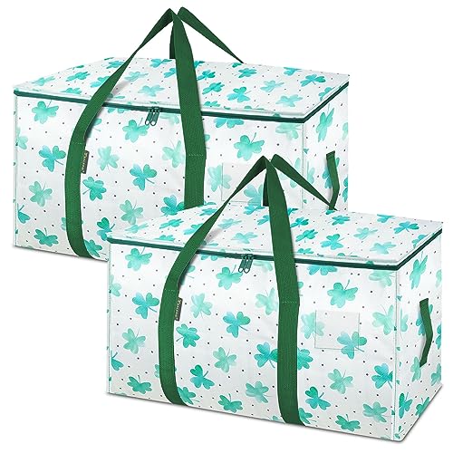 BALEINE 2-Pack Oversized Moving Bags with Reinforced Handles, Heavy-Duty Storage Tote for Clothes, Moving Supplies (Clover, 2-Pack) - color: Clover, size: 2-Pack