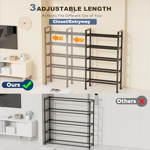 Mavivegue 5-Tier 19"-43.3" Adjustable Shoe Rack for Closet,Expandable Shoe Rack, Hall Entryway,Front Door,Garage, Sturdy Steel Space-Saving Rack, Black - color: Black, size: 5 Tier