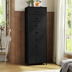Crestlive Products Tall Dresser, 8-Drawer Fabirc Storage Tower, Chests of Drawers - Vertical Organizer Unit for Bedroom, Hallway, Entryway, Nursery, Closets - Steel Frame, Wood Top & Handles (Black) - color: Black, style: Narrow-8 Drawers