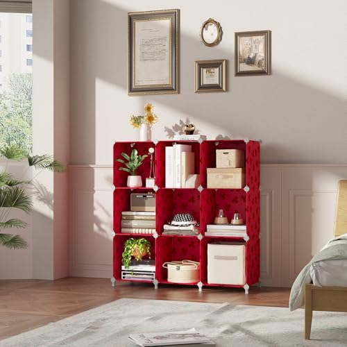 UNKU Cube Storage Organizer, 10 Cube Closet Organizer Storage Shelves, DIY Stackable Bookcase, Clothes Organizer Shelf for Closet, Bedroom, Living Room, Cabinet, Home, Office, Red - color: Green, size: 10cube