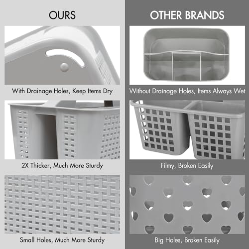Tiawudi Portable Shower Caddy, Caddy Organizer with Handle, Plastic Shower Basket Hold Soap, Shampoo, Hair Supplies and Beauty Products, Cleaning Supplies Organizer for Home, Dorm, Shelf and Cabinet - color: Gray