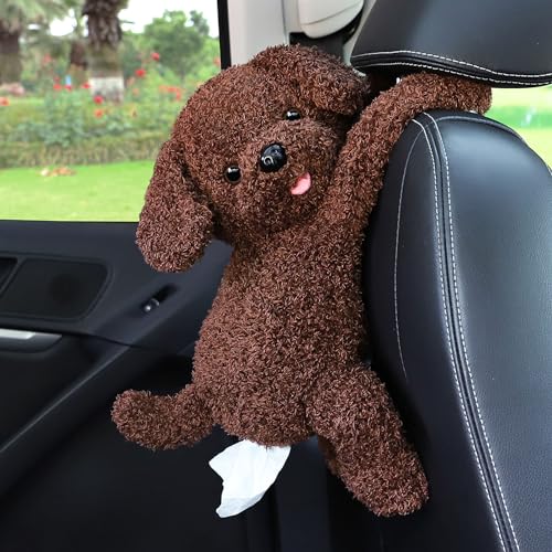 Elephant Tissue Box Cover Plush Tissue Box Holder for Car, Home, Decorative Holder/Organizer for Bathroom Vanity Countertop, Nightstands, Office Desk-Dog - color: Dog