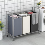 LINZINAR 3-Bag Laundry Basket Sorter Laundry Hamper Cart with Heavy Duty Rolling Lockable Wheels and Removable Bags (Assorted) - size: 3 Bags Assorted