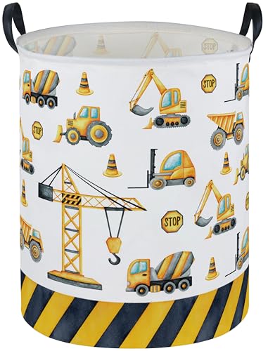 ESSME Kids Laundry Basket,Car Hamper Collapsible Canvas Waterproof Storage Bin for Boys, Nursery Hamper,Gift Baskets,toy bins(Engineering vehicle) - color: Engineering vehicle