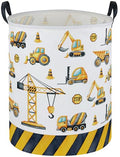 ESSME Kids Laundry Basket,Car Hamper Collapsible Canvas Waterproof Storage Bin for Boys, Nursery Hamper,Gift Baskets,toy bins(Engineering vehicle) - color: Engineering vehicle