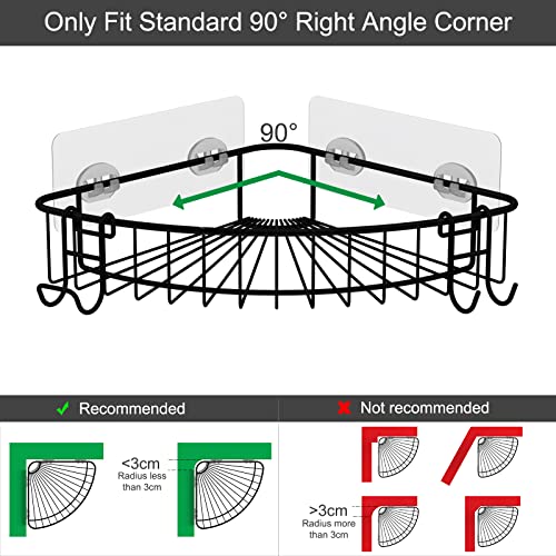 Shower Shelf for Inside Shower, Corner Shower Shelf, Shower Corner Caddy, Adhesive Shower Caddy, Shower Wall Caddy, Stainless Steel Shower Caddy Suction No Drill Bathroom Storage 2 Pack Black - color: Black