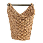 Creative Co-Op Bankuan Braided Oval Toilet Paper Basket with Wood Bar - color: Natural