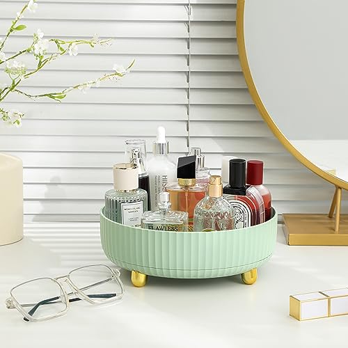 Anyoifax Makeup Perfume Organizer Tray 360 Degree Rotating Lazy Susan Skincare Lotion Organizer Spinning Cosmetics Storage for Dresser, Vanity, Bathroom Countertop, Large Light Green - color: Green, size: 11 "