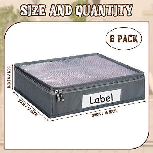Panelee 6 Pcs 14 x 12 x 3 Inch Sweater Storage Bags Easy Gliding Zippered Sweater Package Organizer Closets Under The Bed Zippered Storage Bags with Label Pocket to Avoid Dust Dirt(Gray) - color: Gray