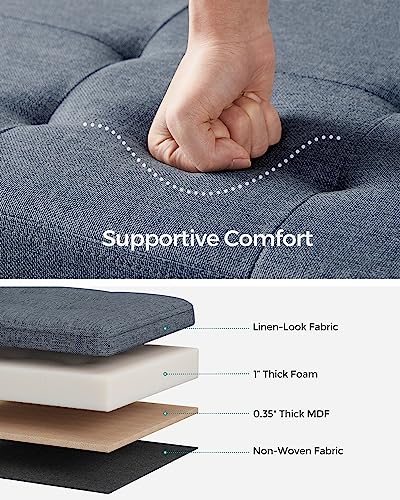 SONGMICS Mazie Collection - 30 Inches Folding Storage Ottoman Bench, Ottoman Foot Rest, End of Bed Bench, Storage Chest, Load 660 lb, for Living Room, Bedroom, Entryway, Misty Blue ULSF047Q01 - color: Misty Blue, size: 15"D x 30"W x 15"H