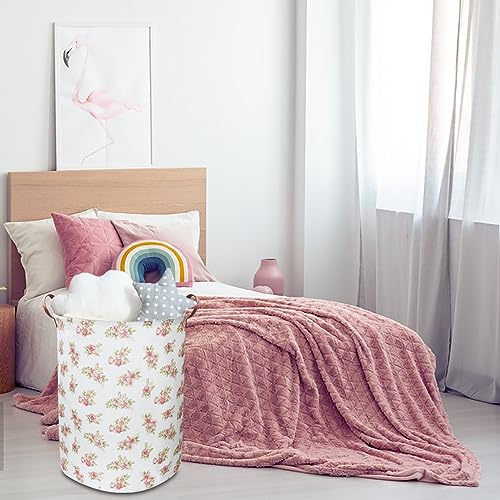 NTAOHAMPER Pink Flower Laundry Hamper, laundry Basket, Nursery Hamper,Waterproof Storage Bin for Bedroom,Clothes Organizer Basket, Room Decor(Pink Flower) - color: Pink Flower