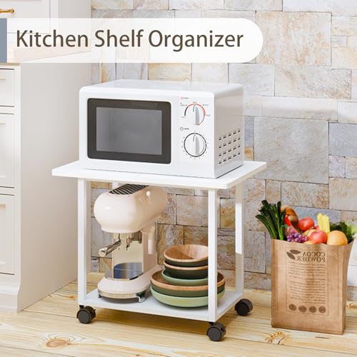 MARTY 22"x15.75" Large Under Desk Printer Stand with Storage Shelf 2-Tier Rolling Printer Cart with Wheels Printer Table for Home Office Heavy Duty Storage Rack for Scanner Fax Machine, White - color: White