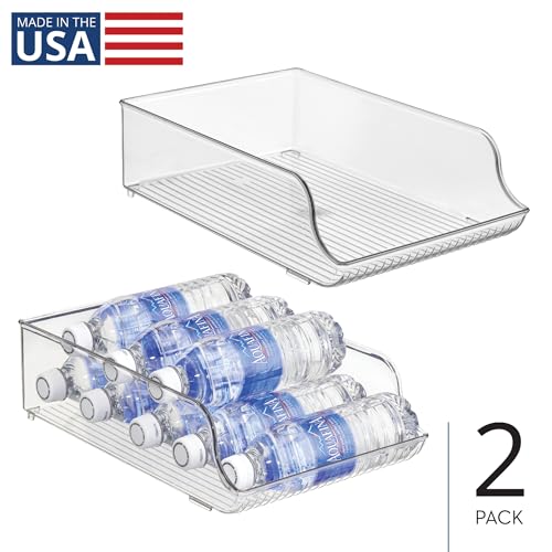 iDesign Plastic Water Bottle Organizer for Fridge, Bottle Holder for Kitchen and Pantry, Clear, 2-Pack - style: Pack of 2