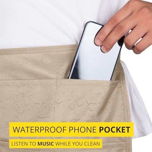 5-Pocket Waterproof Professional Cleaning Apron. Made for Pro Cleaners. Like a Cleaning Caddy Around Your Waist - color: Desert Khaki, style: Standard