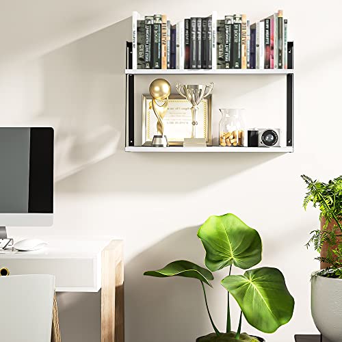SRIWATANA Floating Wall Shelves, Rustic Wood Shelves Book Shelves Wall Mounted Ideal Room Decor (White) - color: White