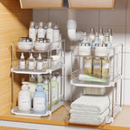 Delamu 2 Sets of 3-Tier Bathroom Under Sink Organizers and Storage, Multi-Purpose Stackable Pantry Organization and Storage, Pull Out Clear Kitchen Bathroom Cabinet Organizer with Movable Dividers | Storage, Multi-Purpose, Stackable, Pantry Organization,