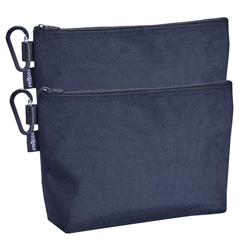 Tool Pouch Zipper Small Tool Bag Pouches Organizer Bag with Metal Carabiner, Nylon 1680D Heavy Duty for Wrenches, Screwdrivers, Pliers, Stationery & Office Supplies Pack of 2, Black, 11 Inch - color: Large Black