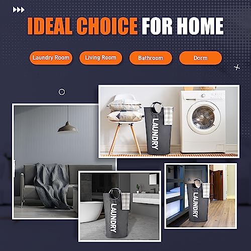 Caroeas 90L Laundry Basket (13 Colors), Waterproof Laundry Hamper, Laundry Bag with Padded Handles, Clothes Hamper, Collapsible Laundry Basket Easy Storage - color: Dark Grey, size: 90L