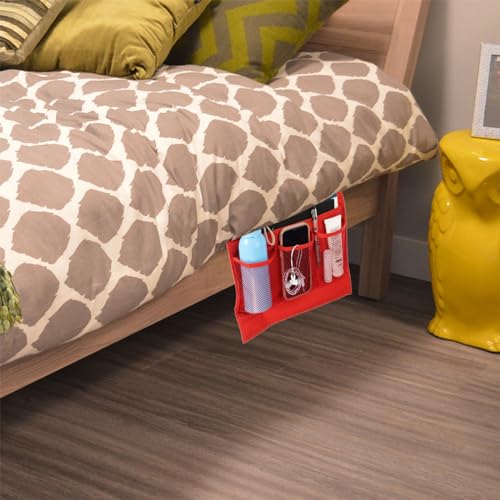 PATIKIL 2pcs Bedside Caddy, Bed Caddy Bedside Organizer Bed Hanging Caddy 4 Pockets Bed Pockets Bedside Storage Hanging Storage Bag for Remote Control Bedroom Phones Glasses, Black - color: Black