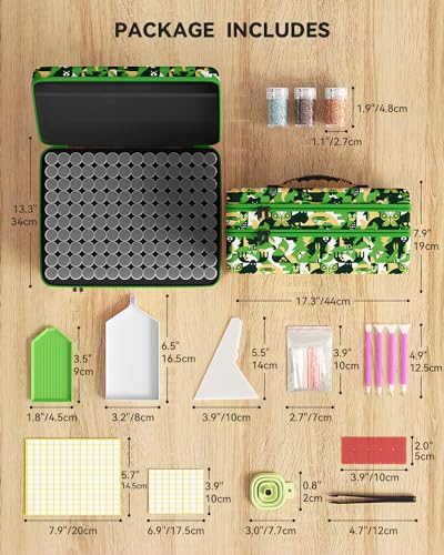 ARTDOT 420 Slots Storage Container for Diamond Painting Kits for Adults,Portable Diamond Painting Storage Box with Accessories and Tools - color: Green, size: XX-Large