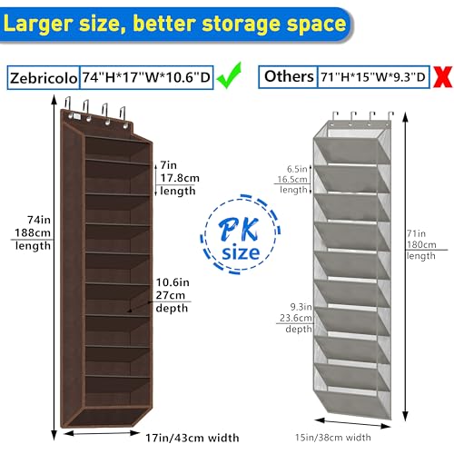 Over The Door Shoe Organizer, 70 Pounds Large Capacity, 20-30-Pair shoe organizer, Heavy Duty-Extra Deep Pockets ,Anti-Scratch Hooks & FSC-Certified Bamboo ,Engineered for Men’s Size 13 shoe,coffee - color: Coffee