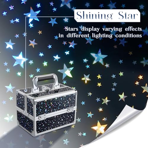 Joligrace Makeup Train Case Portable Cosmetic Box 2 Trays with Mirror Lockable for Makeup Nail Tech and Beauticians Traveling Makeup Storage Organizer - Black Star - color: Black Star