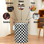 LANGYASHAN Laundry Basket Canvas Fabric Collapsible Organizer Basket for Storage Bin Toy Bins Gift Baskets Bedroom Clothes Children Nursery Hamper (Racing flag) - color: Racing flag
