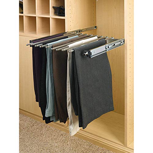 Rev-A-Shelf 24" Pull Out Wire Frame for 9 Pairs of Trouser Pant Rack for Space Saving Home Closet Storage Organization, Chrome, PSC-2414CR - size: 13 Pair