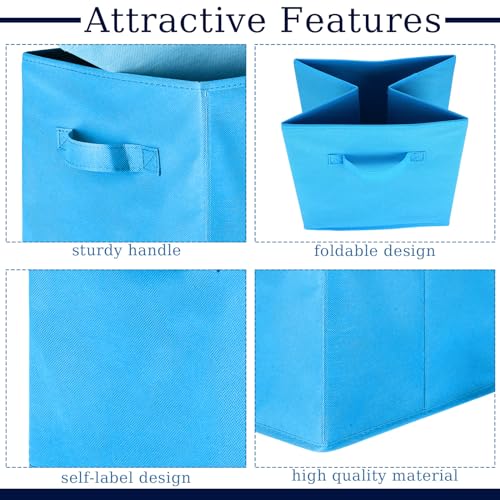 Karenhi 11 x 10. 5 x 10. 5 Blue Storage Cube, 6 Pack Fabric Cube Storage Bins Organizer Box, Collapsible Baskets with Handles Foldable Shelf for Cloth Toys Home Room Closet, Pack of 6 - color: Blue