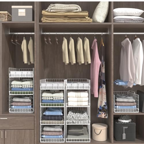 Cidaziya Closet Organizers and Storage Shelves for Clothes, Collapsible Stackable Storage Bins Organizer Baskets Containers Drawers for Truck Camper Closet RV Closets Pantries Cupboard Wardrobe - color: White