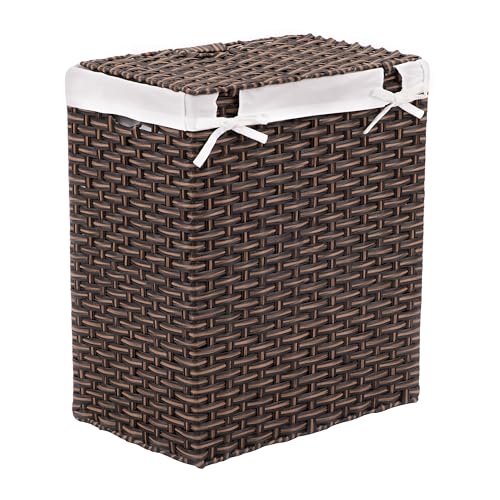 Seville Classics Premium Handwoven Portable Laundry Bin Basket with Carrying Handles, Household Storage for Clothes, Linens, Sheets, Mocha Brown, Rectangular Hamper - color: Mocha Brown, size: Rectangular Hamper (1-Pack)