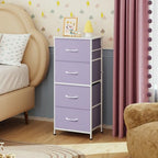 WLIVE Dresser with 4 Drawers, Storage Tower, Organizer Unit, Fabric Dresser for Bedroom, Hallway, Entryway, Closets, Sturdy Steel Frame, Wood Top, Easy Pull Handle, Purple - color: Purple