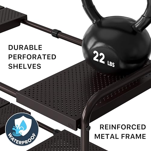 Simple Houseware Under Sink 2-Tier Heavy Duty Expandable Rack Organizer, Adjustable Width 15.75–25 Inches with 4 Shelf Height Levels, Bronze - color: Bronze