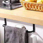 2 Pieces Metal Towel Bar Kitchen Cabinet Steel Towel Rack Bar for Hanging on Inside or Outside of Doors, Home Kitchen Bathroom(Black) - color: Black