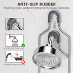 REINHARDT Shower Caddy Hanging, Rustproof Shower Caddy Anti-Swing Shower Organizer Over Showerhead No Drilling Shower Racks with Soap Holder Multi Hooks Bathroom Storage for Shampoo Sponge, Silver - color: Silver