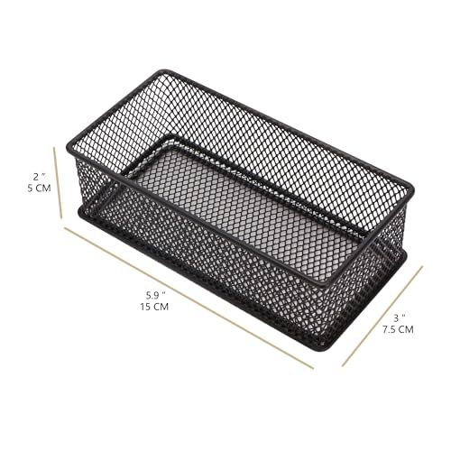 Annova Mesh Drawer Cabinet and Shelf Organizer Bins Storage Basket School Office Supply Holder Tray- Set of 2 (Black, 3x6x2 Inch) - color: Black, size: 3x6x2 Inch