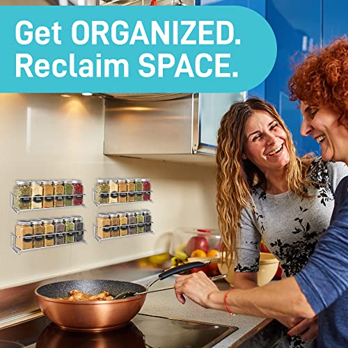 Ultimate Hostess Spice Rack Wall Mounted 4 Tier – Space-Saving Kitchen Spice Organizer for Seasonings – Screw or Adhesive Hanging – Wall Mount Hanging Spice Rack for Wall, Cabinet, Pantry Door - color: Chrome