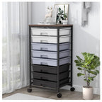SYKIARIOL Rolling Cart with Drawers,Utility Cart With 8 Drawers and Wooden Tabletop for Living Room,Classroom,Bedroom,Bathroom,Dorm,Office,Dark Grey - color: Gray